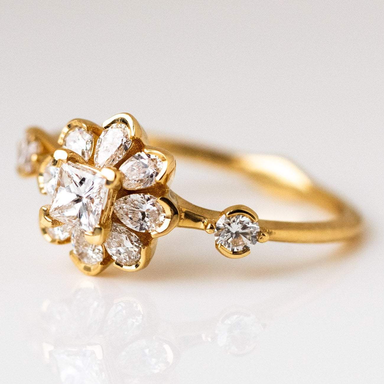 Delicate Flower Real Diamond Engagement Ring – Mangalsutraonline